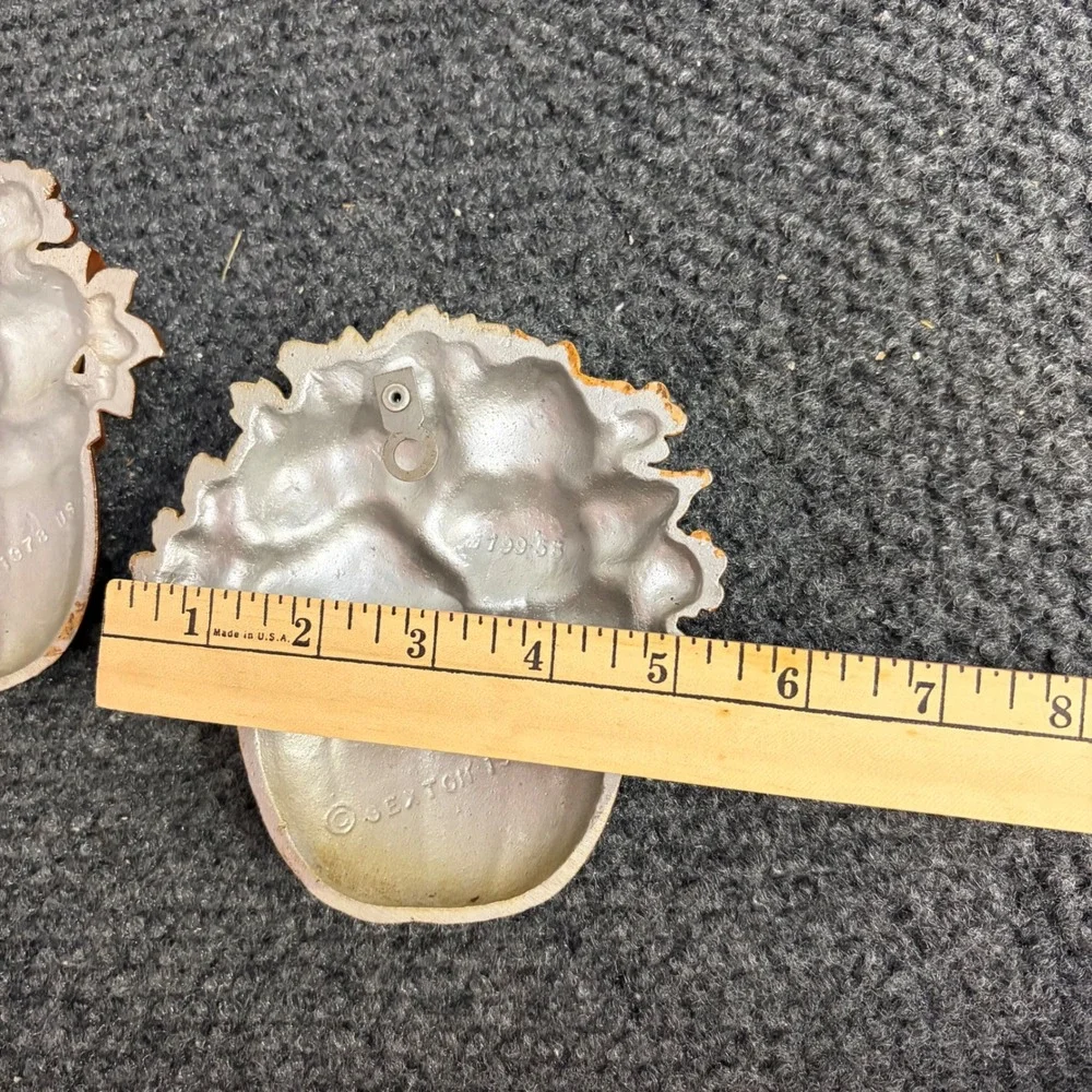 Vintage 1978 Sexton USA Cast Metal Vegetable Basket Wall Plaques Set of 2